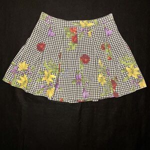 Vintage Darlyn Plaid Gingham Floral Pleated Skirt Grandma Core